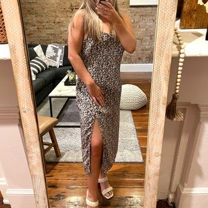 Abercrombie & Fitch Flower Print Midi Dress with Leg Slit - brand new with tags